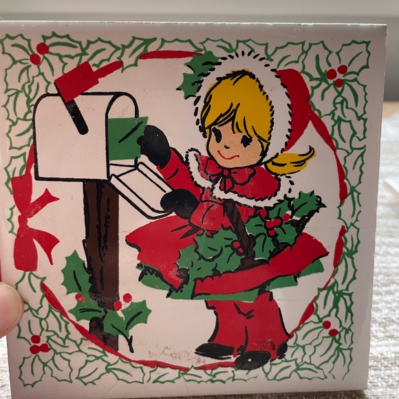 Vintage Christmas tiles or trivets. Ceramic - Picture 3 of 4